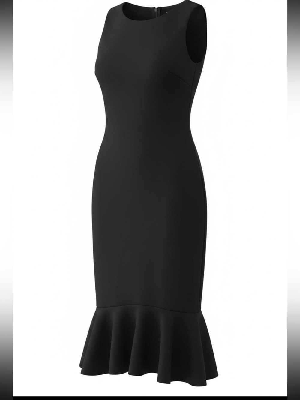 Banana Republic Black Sleeveless Midi Dress with Ruffle Hem